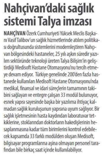 Nahçıvan'daki Sağlık Sisteminde Talya İmzası